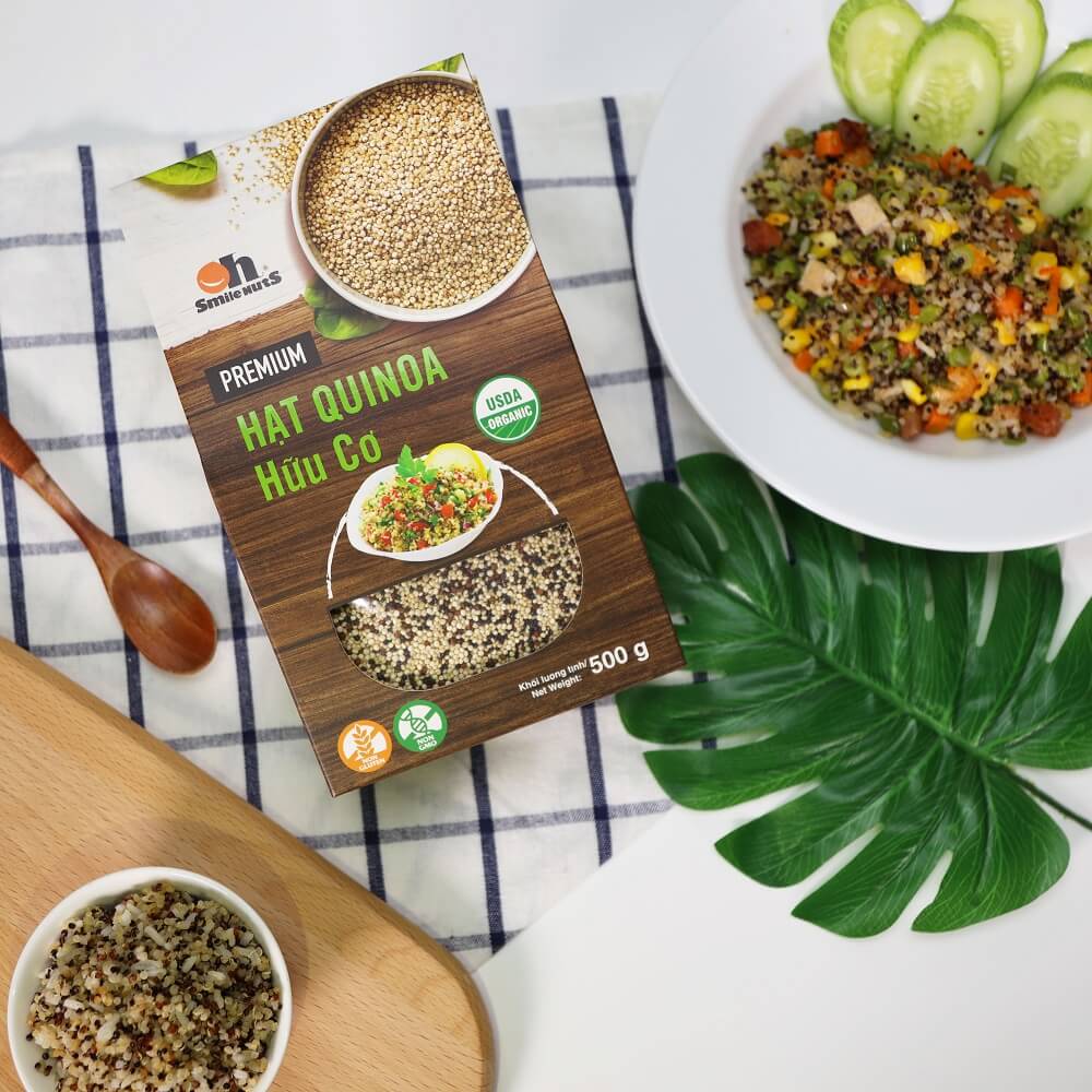 Hộp Mix 3 loại Hạt Quinoa  Smile Nuts 500g - Gồm Quinoa Trắng, Quinoa Đen và Quinoa Đỏ - Mixed Quinoa Seed Smile Nuts 500g