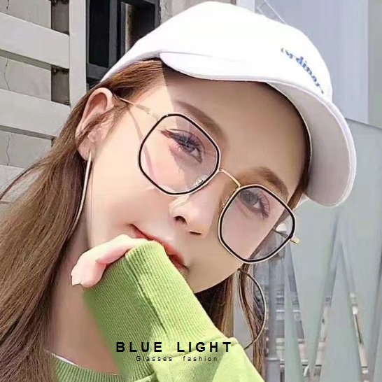 Kính Giả Cận, Gọng Kính Cận Nam Nữ Mắt Vuông GọngVàng Đen Không Độ Hàn Quốc - BLUE LIGHT SHOP
