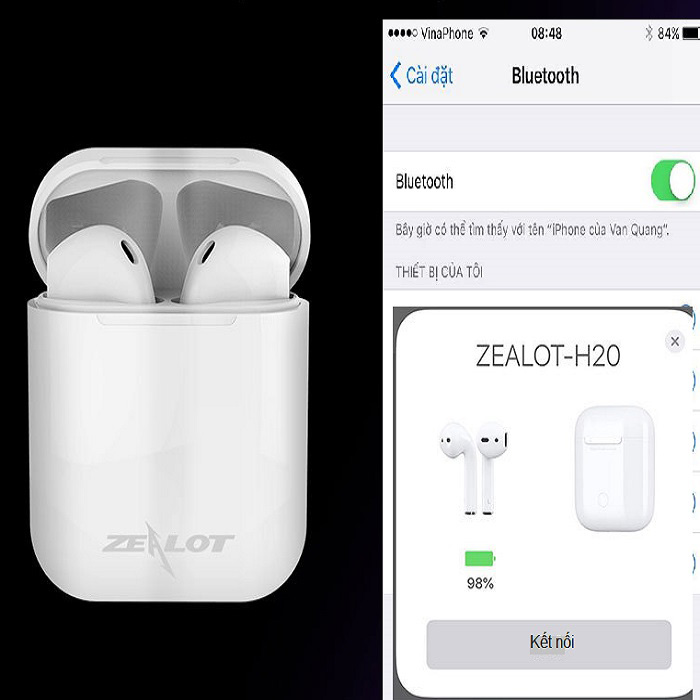 Tai nghe bluetooth Zealot không dây hàng chính hãng có thể kết nối đơn và đôi, cho âm thanh sắc nét + thiết kết nhỏ gọn và đẹp mắt