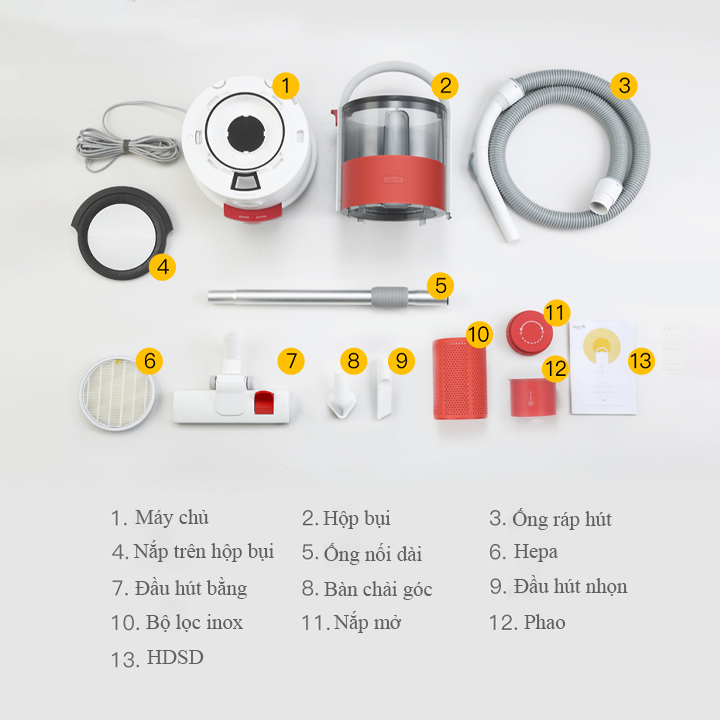 Máy Hút Bụi Khô, Ướt, Sấy Khô Gia Đình Deerma TJ210 - Hàng Nhập Khẩu