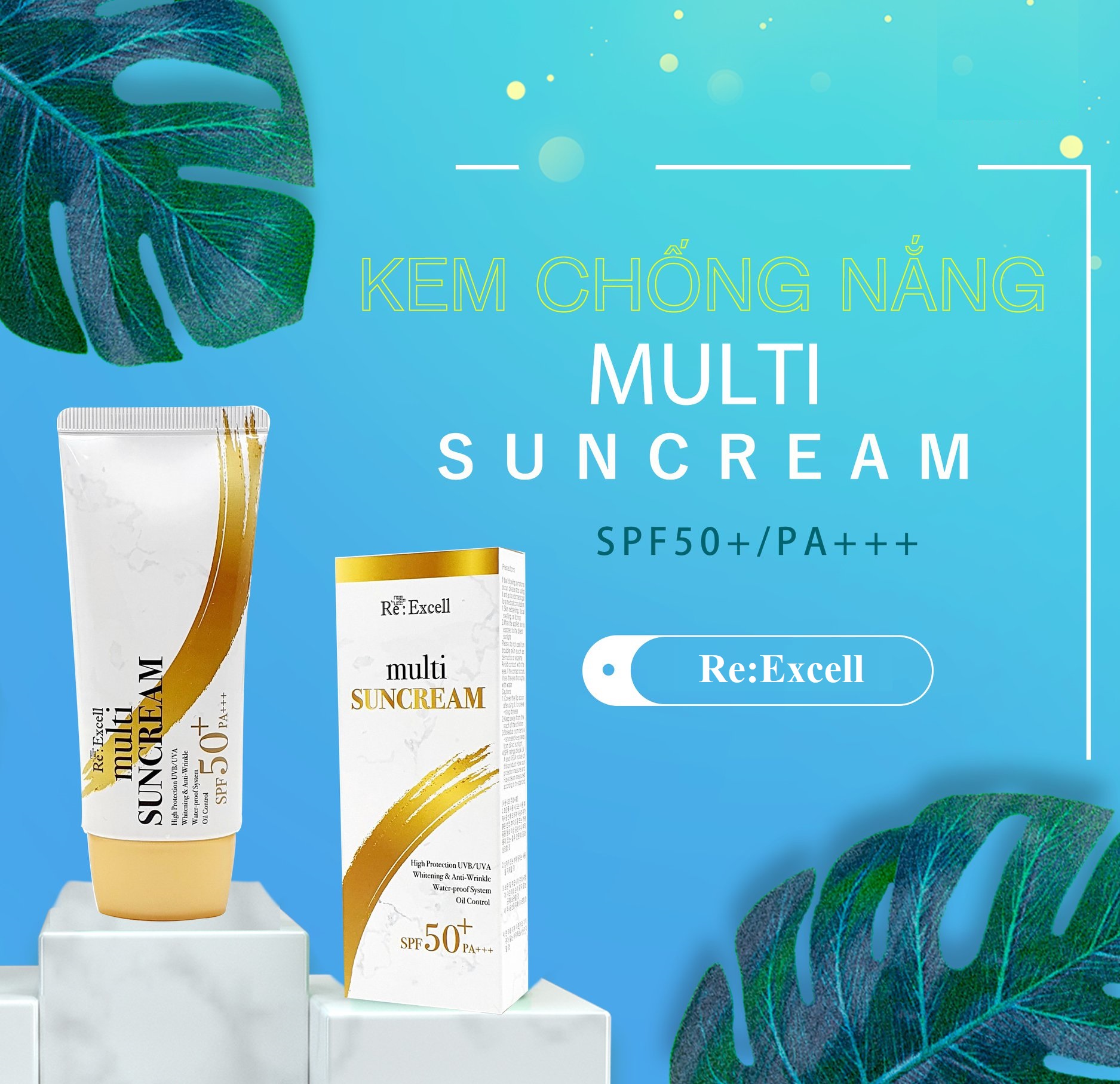 Kem Chống Nắng vật lý Re:Excell Multi Sun Cream SPF 50+/PA+++ R&amp;B VN 50ml