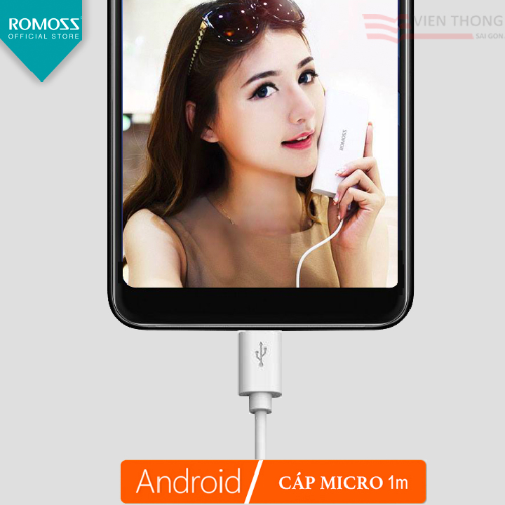 Cáp Sạc Micro USB Romoss (tròn - 1m) - Hàng Chính Hãng