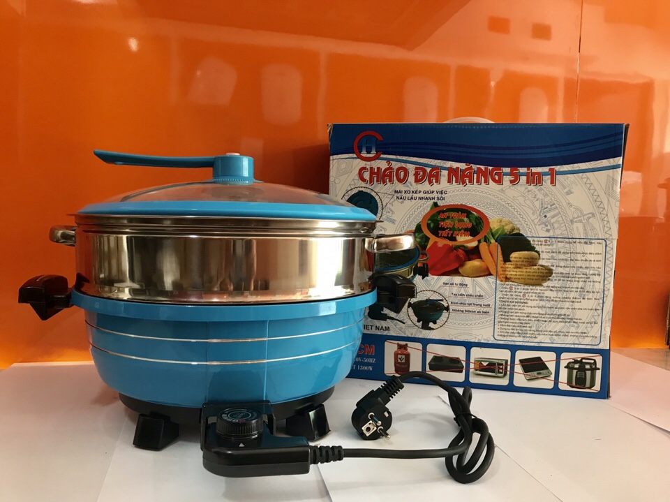 Chảo điện đa năng 5in1 CH cook Size 32cm (1 vỉ hấp và 1 chõ hấp) - Hàng chính hãng