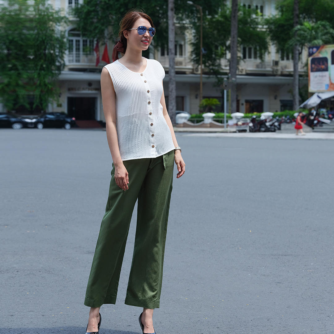 Áo Kiểu Sát Nách Áo Trắng Trẻ Trung Thời trang thiết kế Hity TOP135