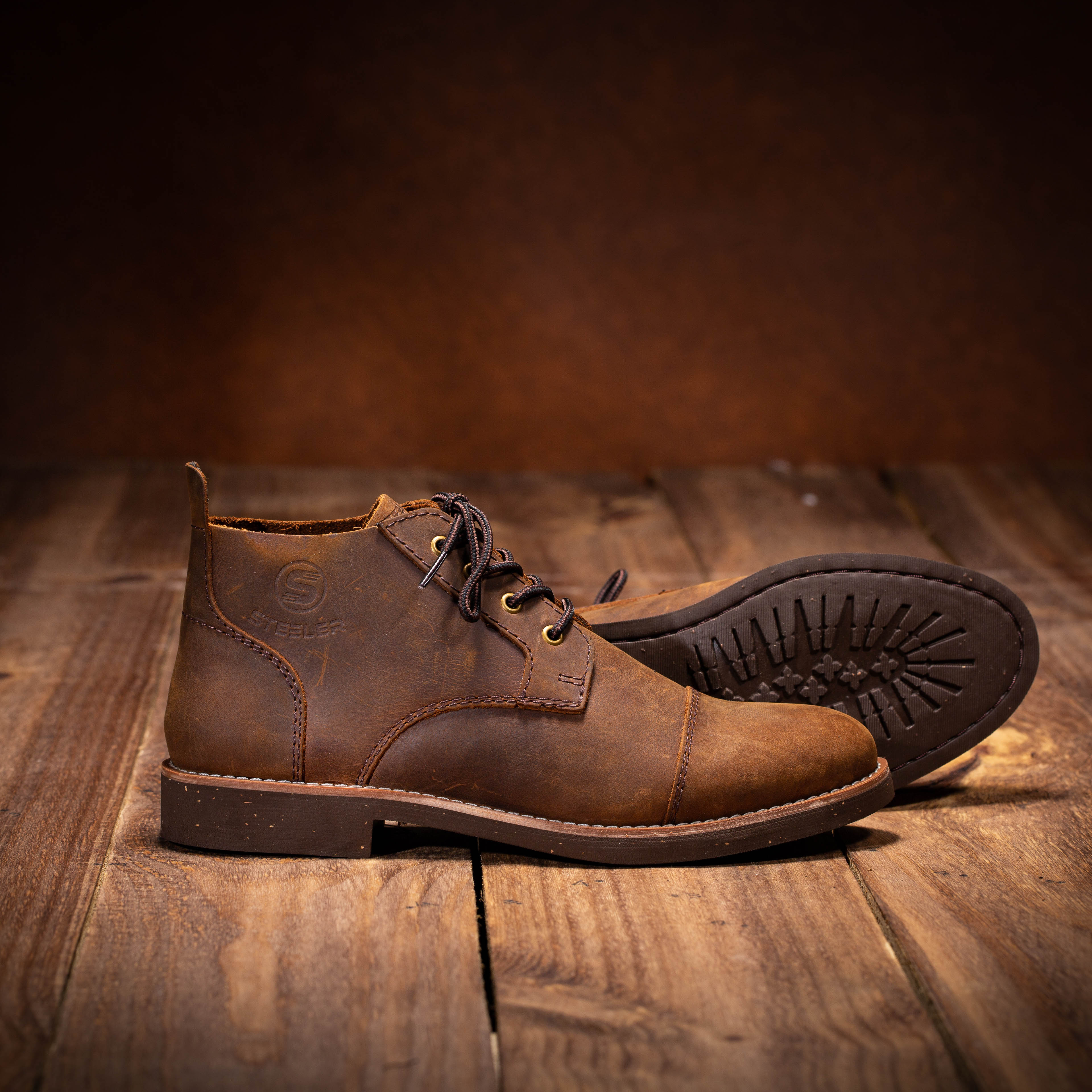 GIÀY DA NAM STEELER - CHUKKA HUNTER BROWN