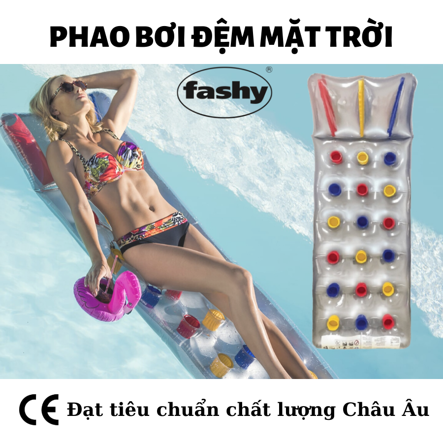 Phao bơi  nhập khẩu từ Đức thương hiệu Fashy, tiêu chuẩn chất lượng Châu Âu, kiểu dáng thời trang, sắc nét phù hợp cho trẻ em, người lớn đi bơi hồ, biển hình đệm mặt trời