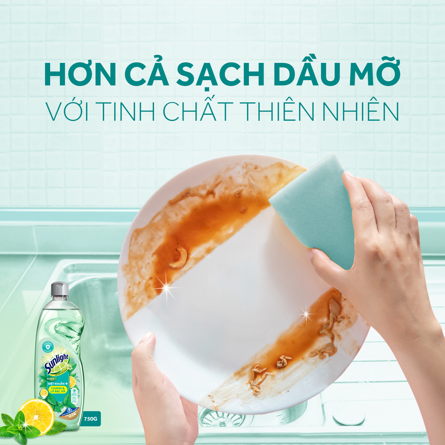 Nước rửa chén Sunlight diệt khuẩn 750ML