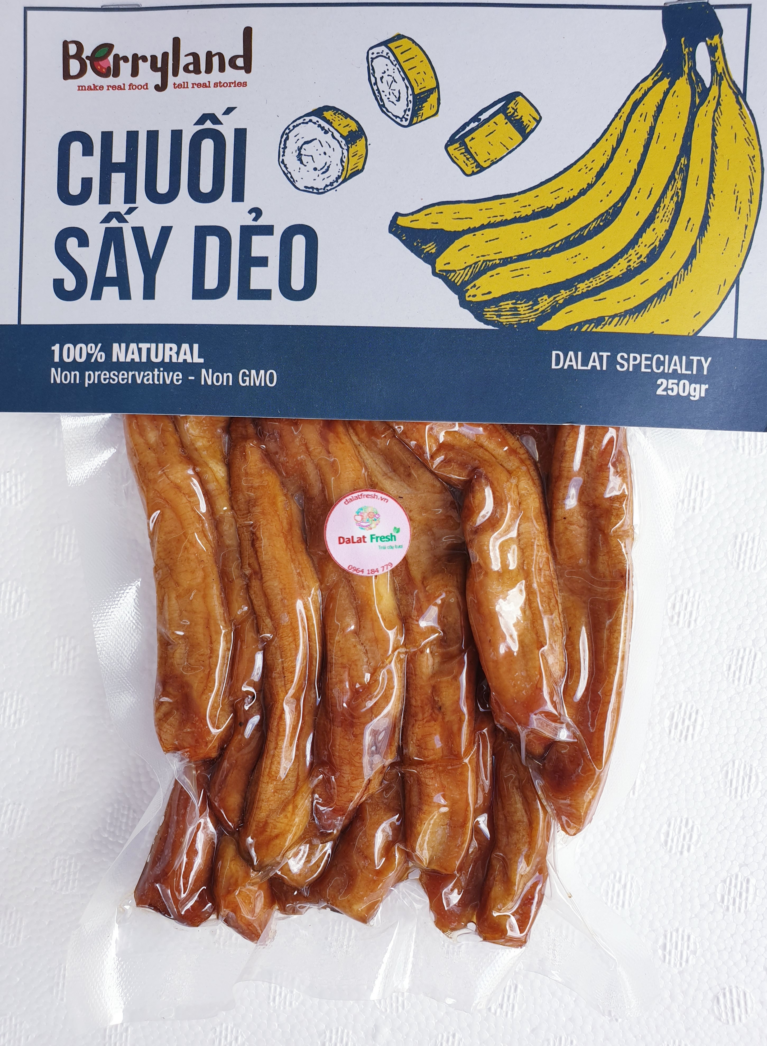 Chuối sấy dẻo Berryland 250g - Đặc sản Đà Lạt