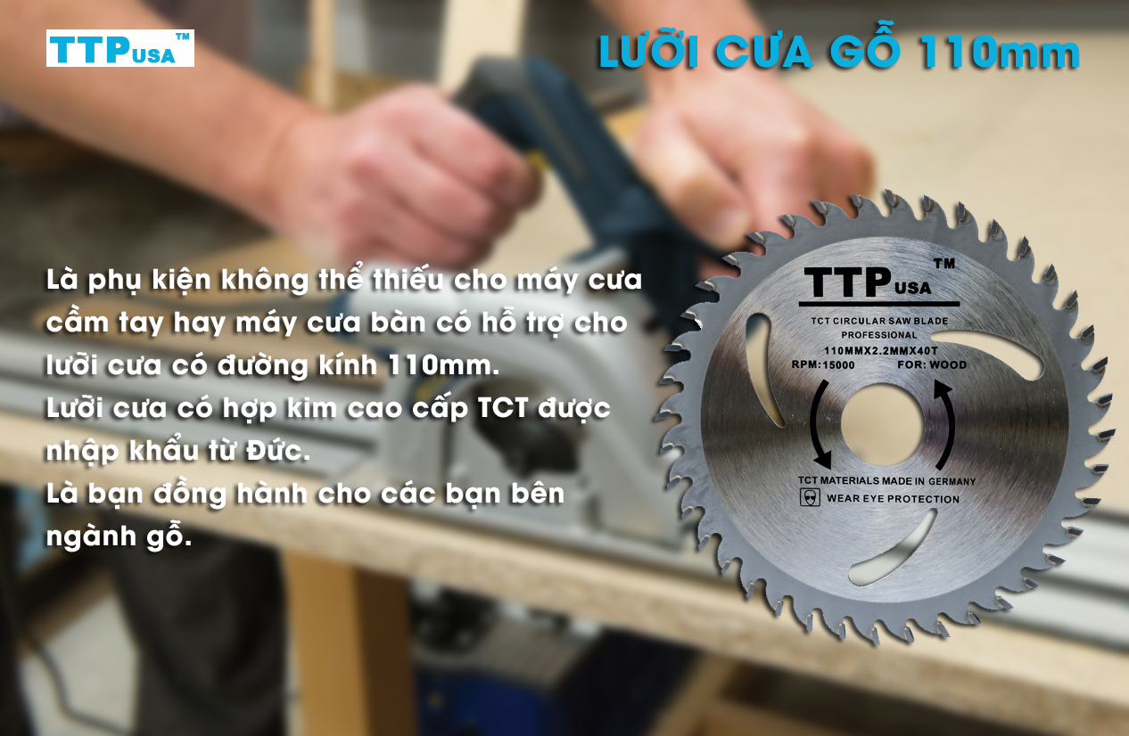 Lưỡi Cưa Gỗ Tròn 110mm - 40 răng TTPusa