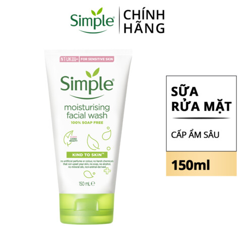 Sữa rửa mặt Simple giúp cấp ẩm, da trông khỏe và mịn màng - cho da khô nhạy cảm 150ml [CHÍNH HÃNG ĐỘC QUYỀN] [MỚI]