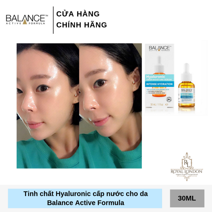 Serum cấp ẩm Balance Active Formula Hyaluronic deep moisturiser, intense hydration, 554 Youth Serum, cấp ẩm tăng cường, thấm nhanh, sáng da, 30ml, hàng chính hãng