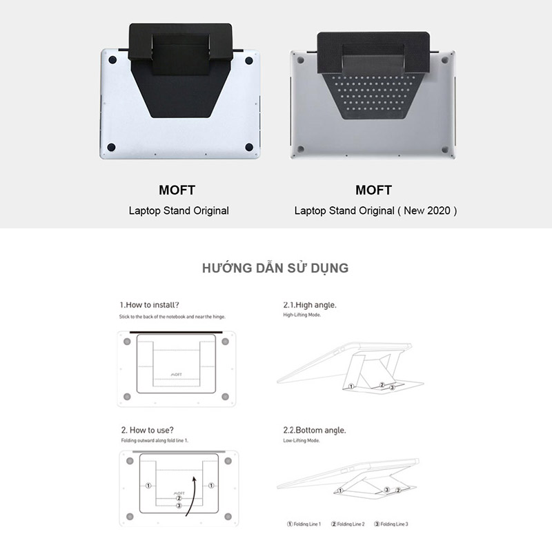 Đế Nâng MacBook Siêu Mỏng MOFT Laptop Stand Air-Flow (New Upgrade), Nâng Cấp Thêm Lỗ Thoát Nhiệt - Hàng Chính Hãng