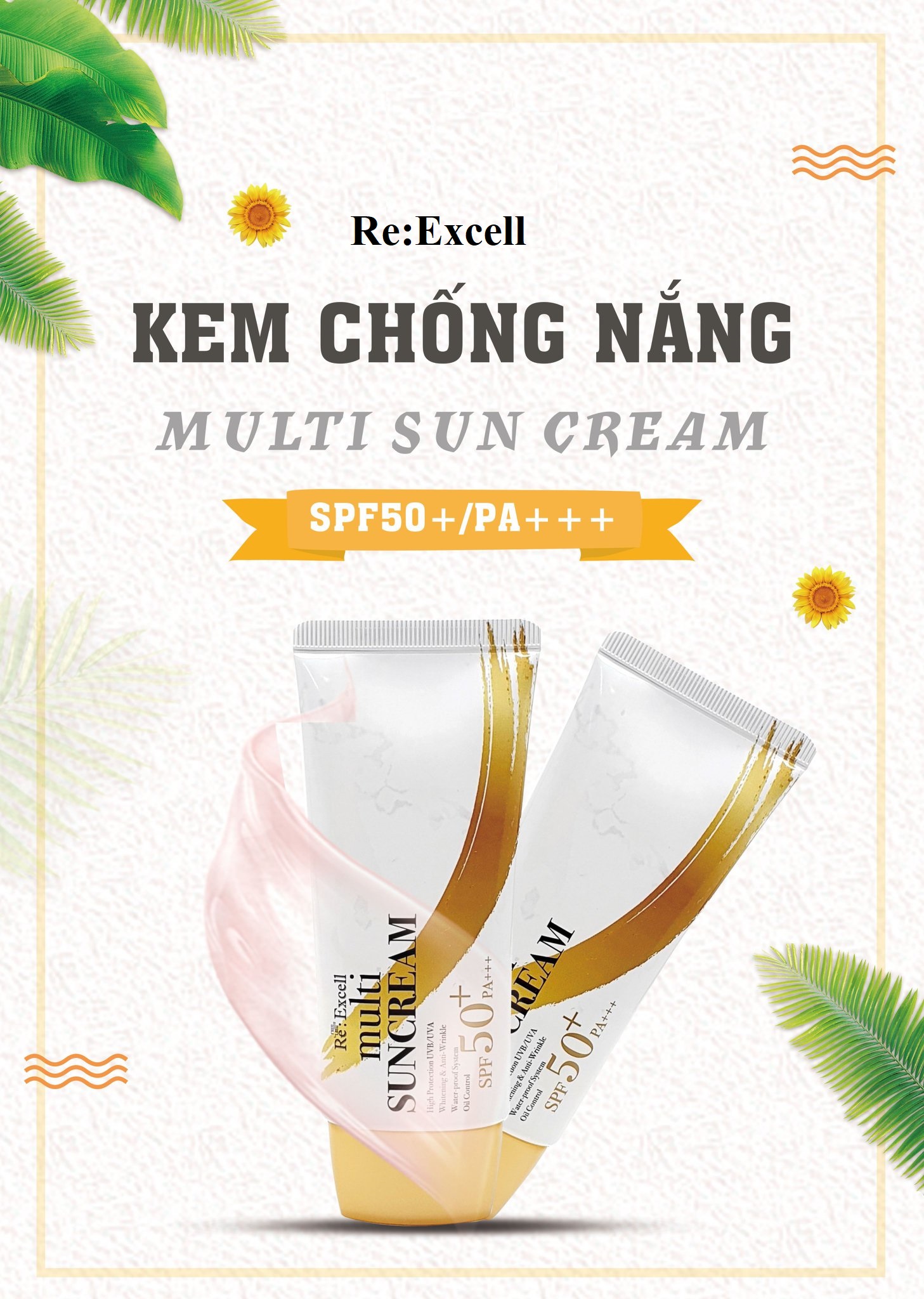 Kem Chống Nắng vật lý Re:Excell Multi Sun Cream SPF 50+/PA+++ R&amp;B VN 50ml