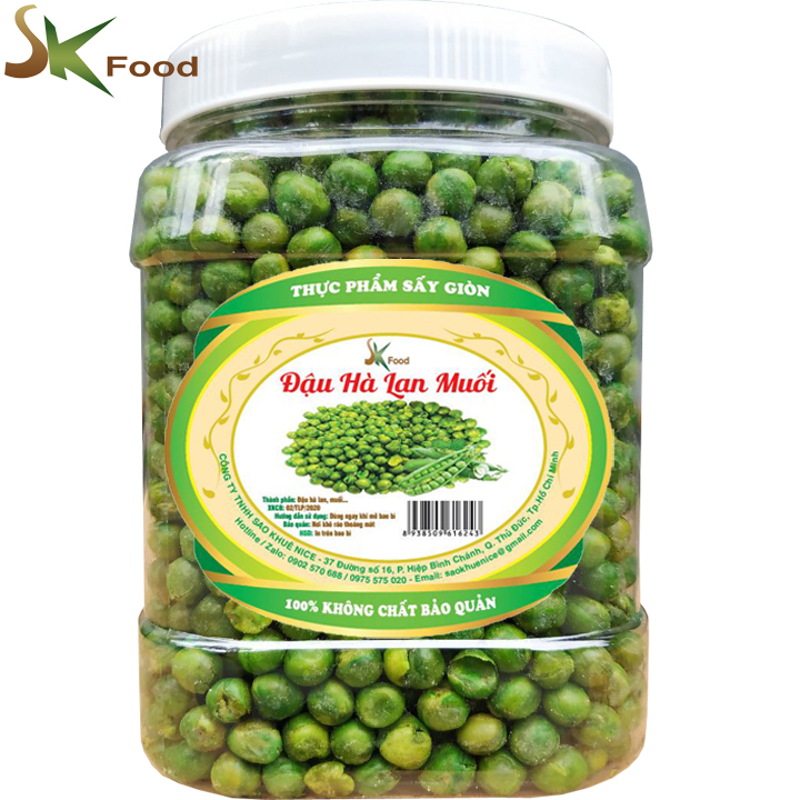 ĐẬU HÀ LAN MUỐI SẤY GIÒN NGON HIỆU SK FOOD - HŨ 500G