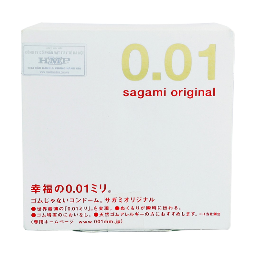 Bao cao su siêu mỏng Nhật Bản Sagami Original 0.01 , không mùi, truyền nhiệt nhanh, kiểu cổ điển, mỏng chỉ 0.01 mm, làm từ Polyurethane sử dụng được cho người bị dị ứng cao su