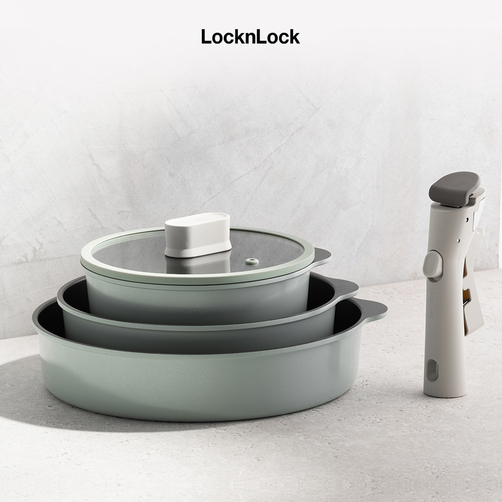 Bộ nồi chảo chống dính Suit LocknLock SDE1181IHS01 tay cầm có thể tháo rời - 5P - MINT