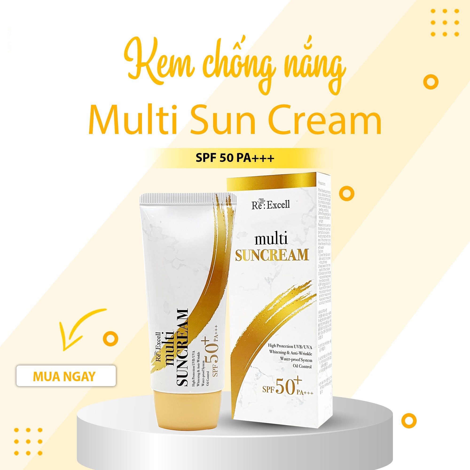 Kem Chống Nắng vật lý Re:Excell Multi Sun Cream SPF 50+/PA+++ R&amp;B VN 50ml