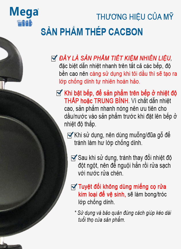 CHẢO CHỐNG DÍNH MEGA MCLW524F 20CM
