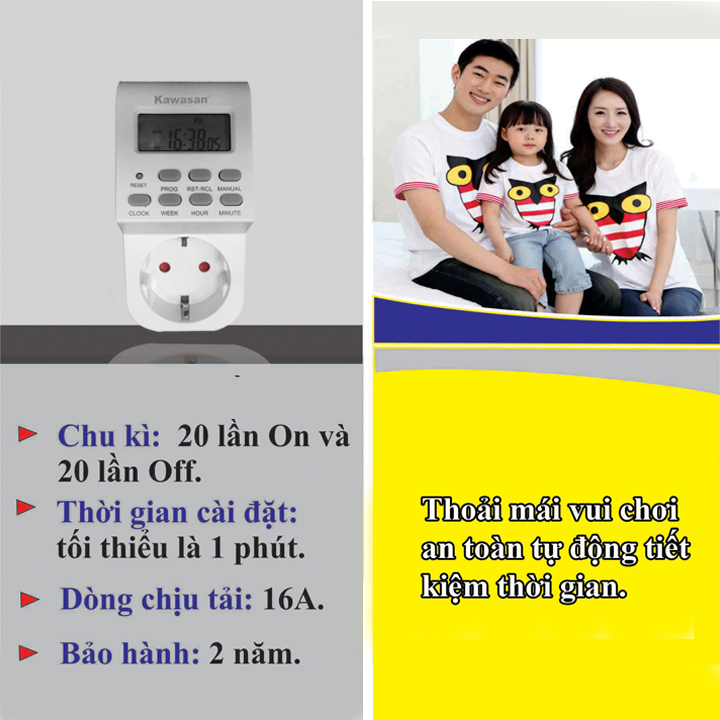 Ổ cắm hẹn giờ kỹ thuật số Kawasan TGE2B