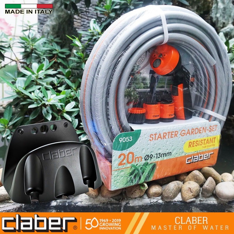 Bộ Dây Và Vòi Xịt Nước Đa Năng Claber Starter Garden Set 20m 9053 TẶNG máng treo ống nước Eco 0 Claber 8866