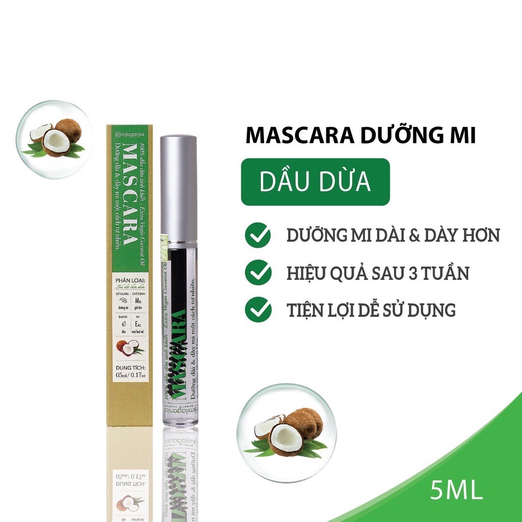 Mascara Dầu Dừa Dưỡng Mi Milaganics