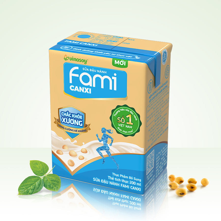 Thùng sữa đậu nành Fami Canxi Nguyên vị (200ml x 36 hộp