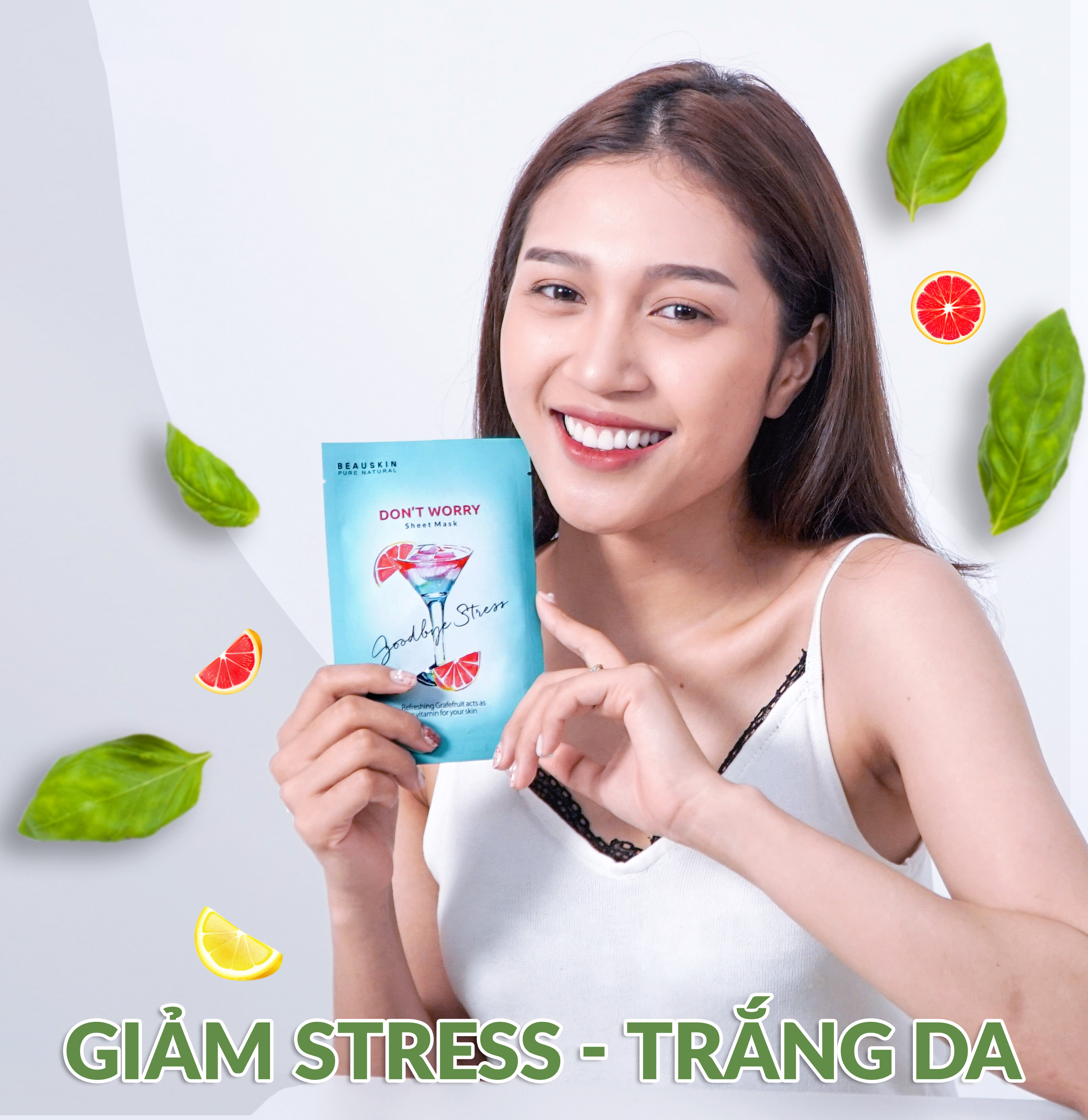 Combo cấp ẩm, giảm stress và sáng da, sạch mụn gồm mặt nạ Beauskin Don't Worry + Tẩy da chết minisize Apple Peeling Gel - Hàn Quốc Chính Hãng