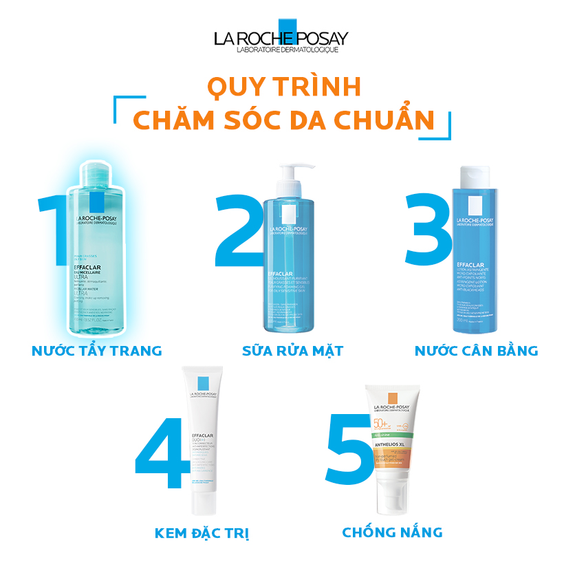 Nước Tẩy Trang Làm Sạch Sâu &amp; Kiểm Soát Bã Nhờn Cho Da Dầu Nhạy Cảm La Roche-Posay Micellar Water Ultra Oily Skin 100ml