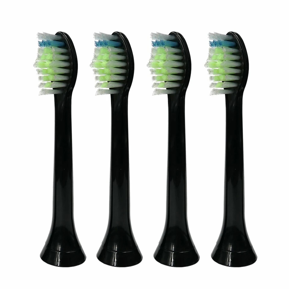 Bộ 4 đầu bàn chải đánh răng điện HX-6064 màu đen cho máy Philips Sonicare HX3, HX6, HX7, HX8, HX9, R, FlexCare +, FlexCare, HealthyWhite, HydroClean, EasyClean, DiamondClean