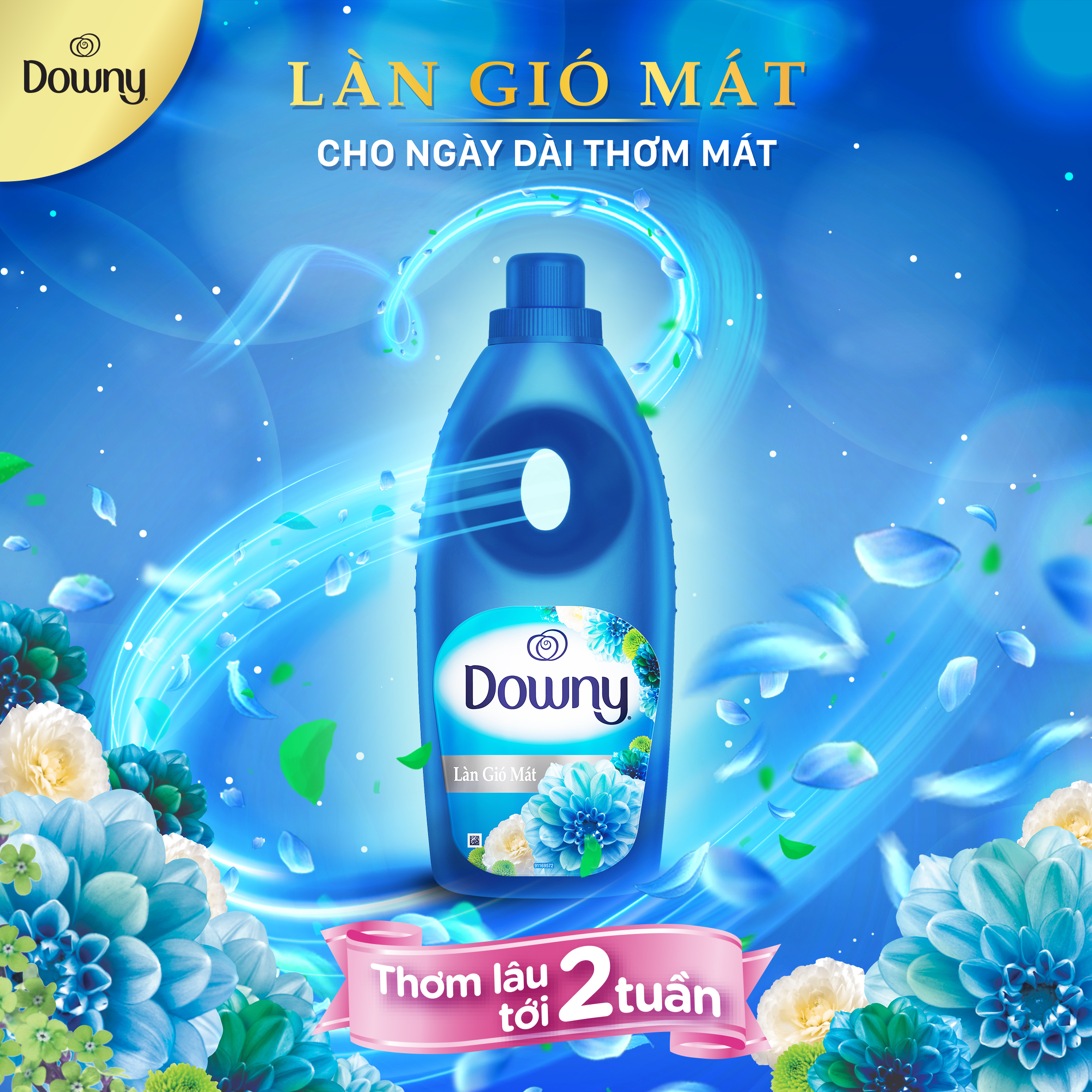 Nước Xả Vải Downy Làn Gió Mát 2.4L combo 2 túi