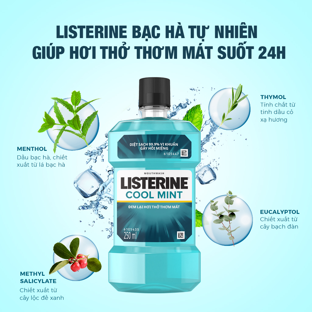 Nước Súc Miệng Hương Bạc Hà Listerine Cool Mint (250ml) - 8850007813040