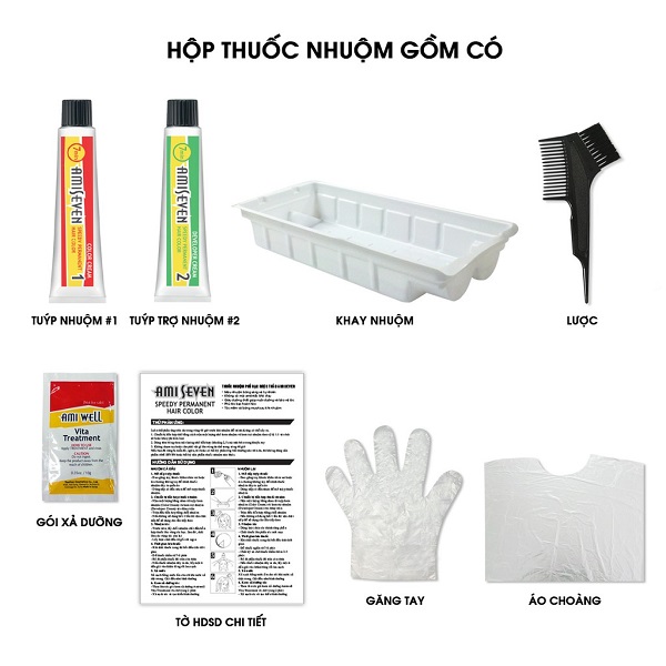 Nhuộm phủ bạc dược thảo Amiseven nhanh 7 phút AMI SEVEN Speedy Permanent Hair Color S3