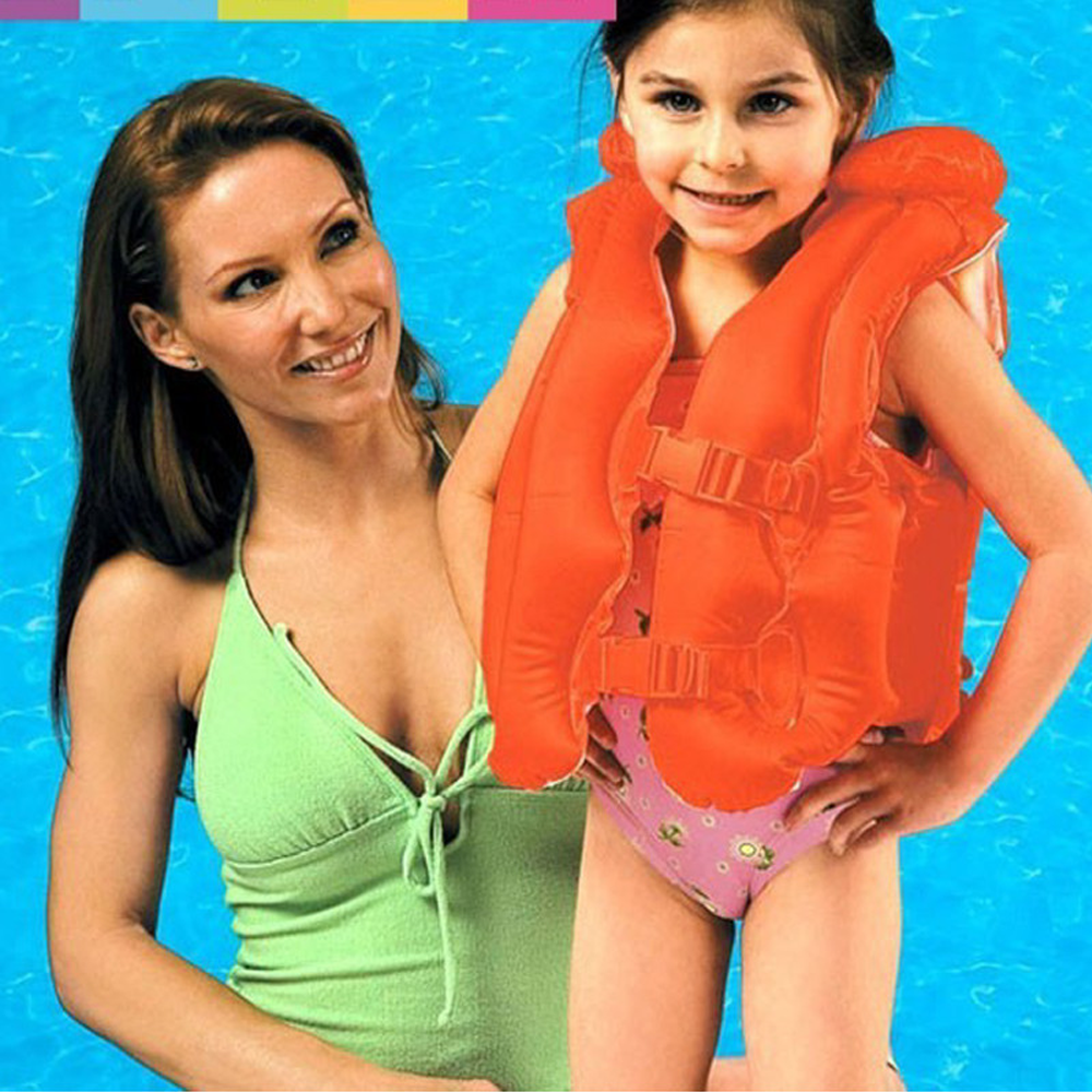 Áo phao tập bơi  Yesure Intex Step 2 tiện dụng dành cho bé 3-6 tuổi(&lt;30 kg), chất liệu nhựa PVC màu cam bắt mắt an toàn cho bé, không thấm nước, dễ dàng vệ sinh - Hàng Chính Hãng Tặng kèm bịt tai Silicon chống nước