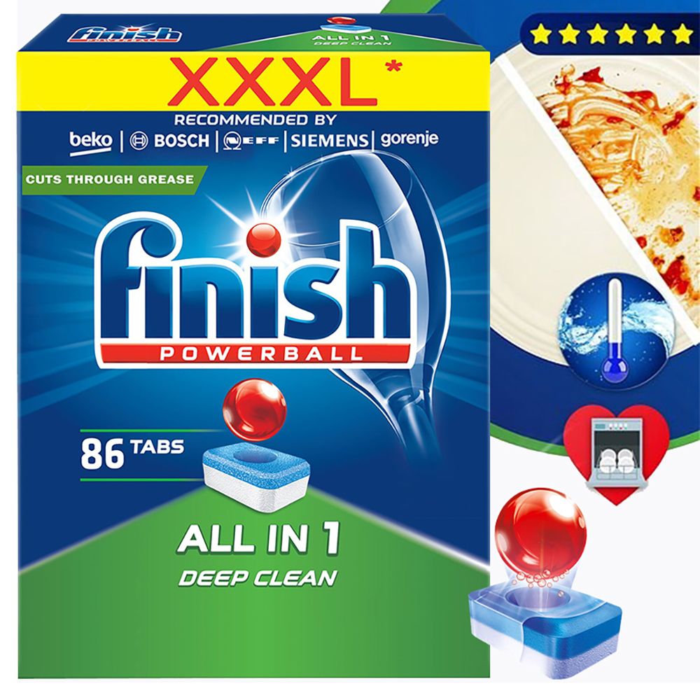 Hộp 86 viên rửa chén Finish All In 1 Dishwasher Tablets QT028271