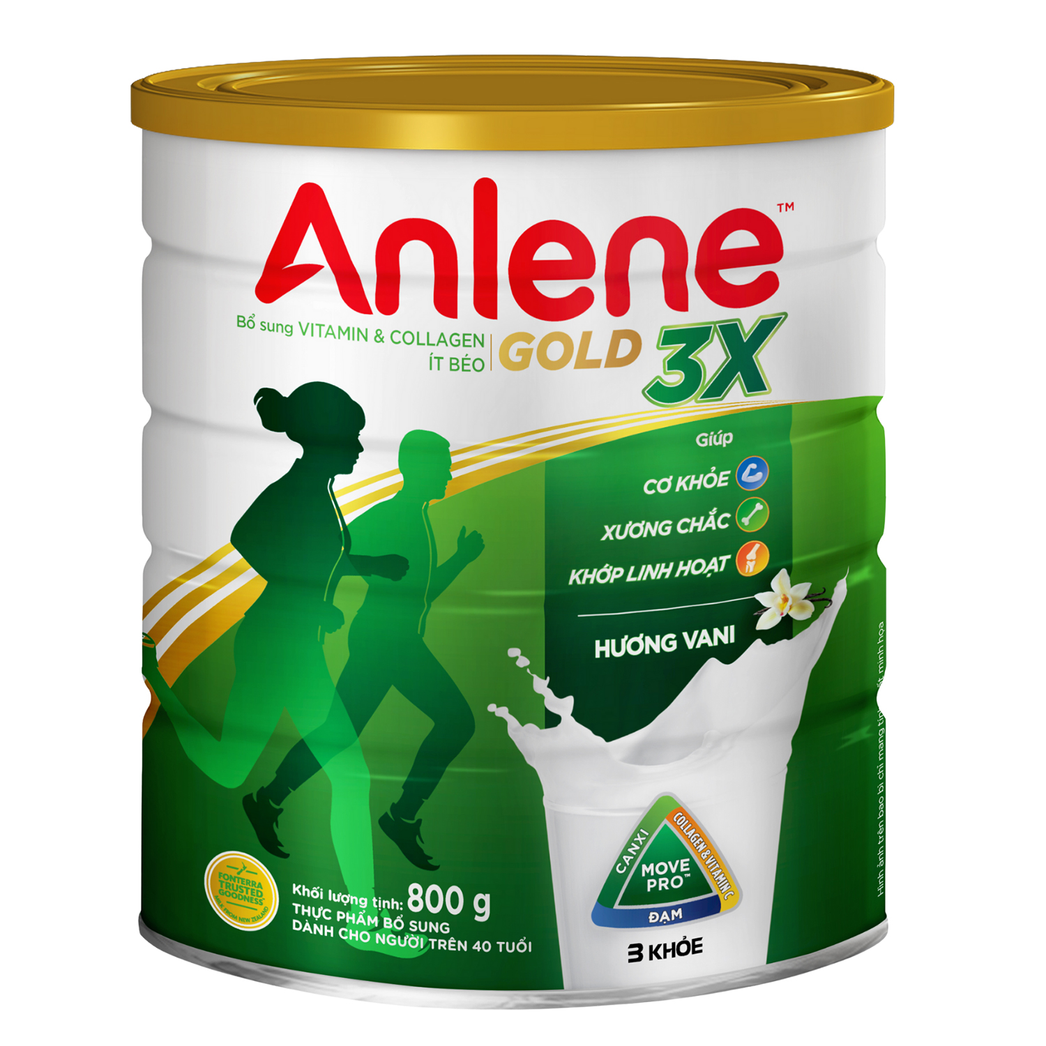 Sữa Bột Anlene Gold Movepro 3X Hương Vanilla (Hộp Thiếc 800g)