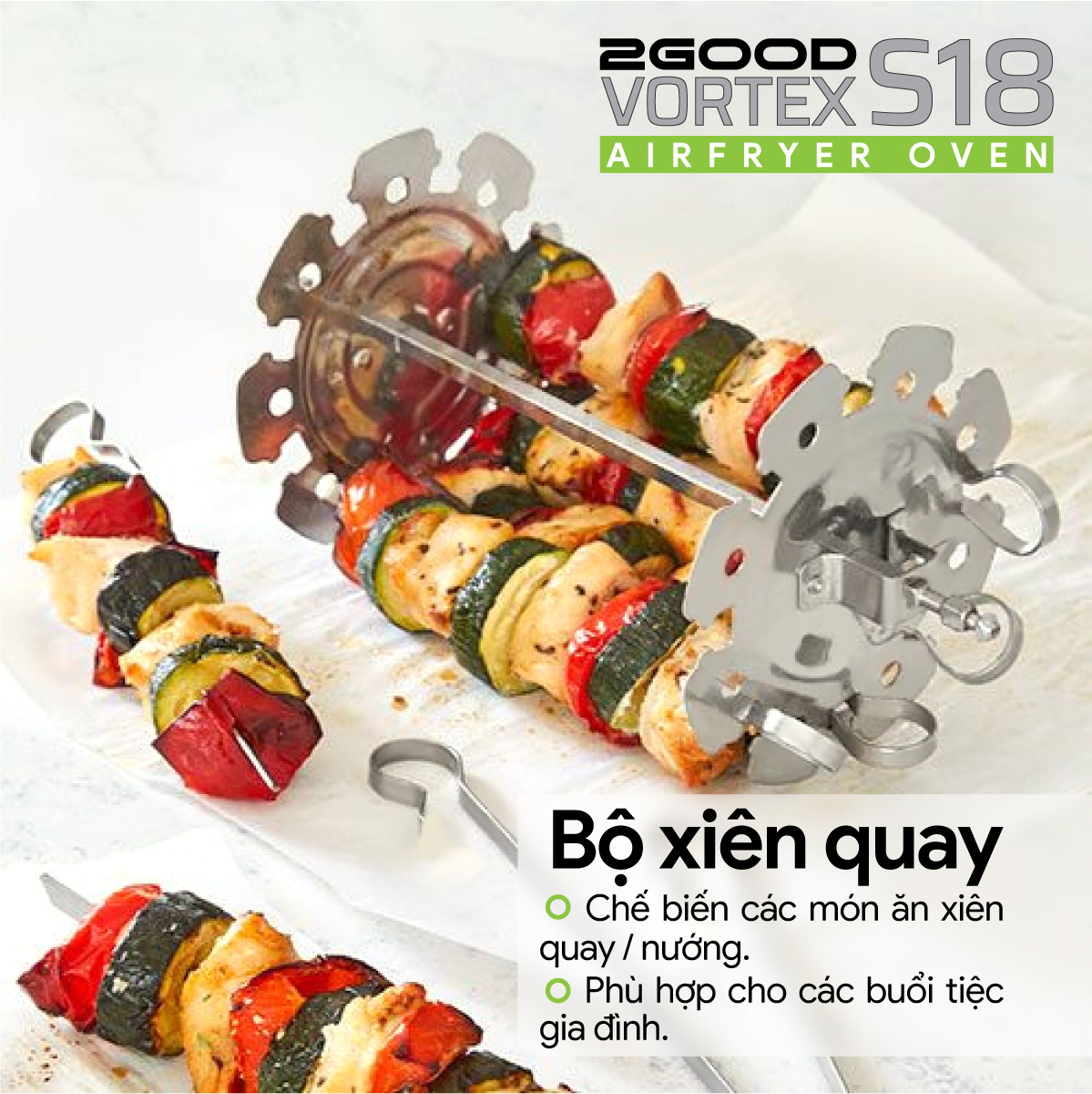 Nồi Chiên Không Dầu 2GOOD Vortex S-18 Air Fryer Oven - Hàng Chính Hãng