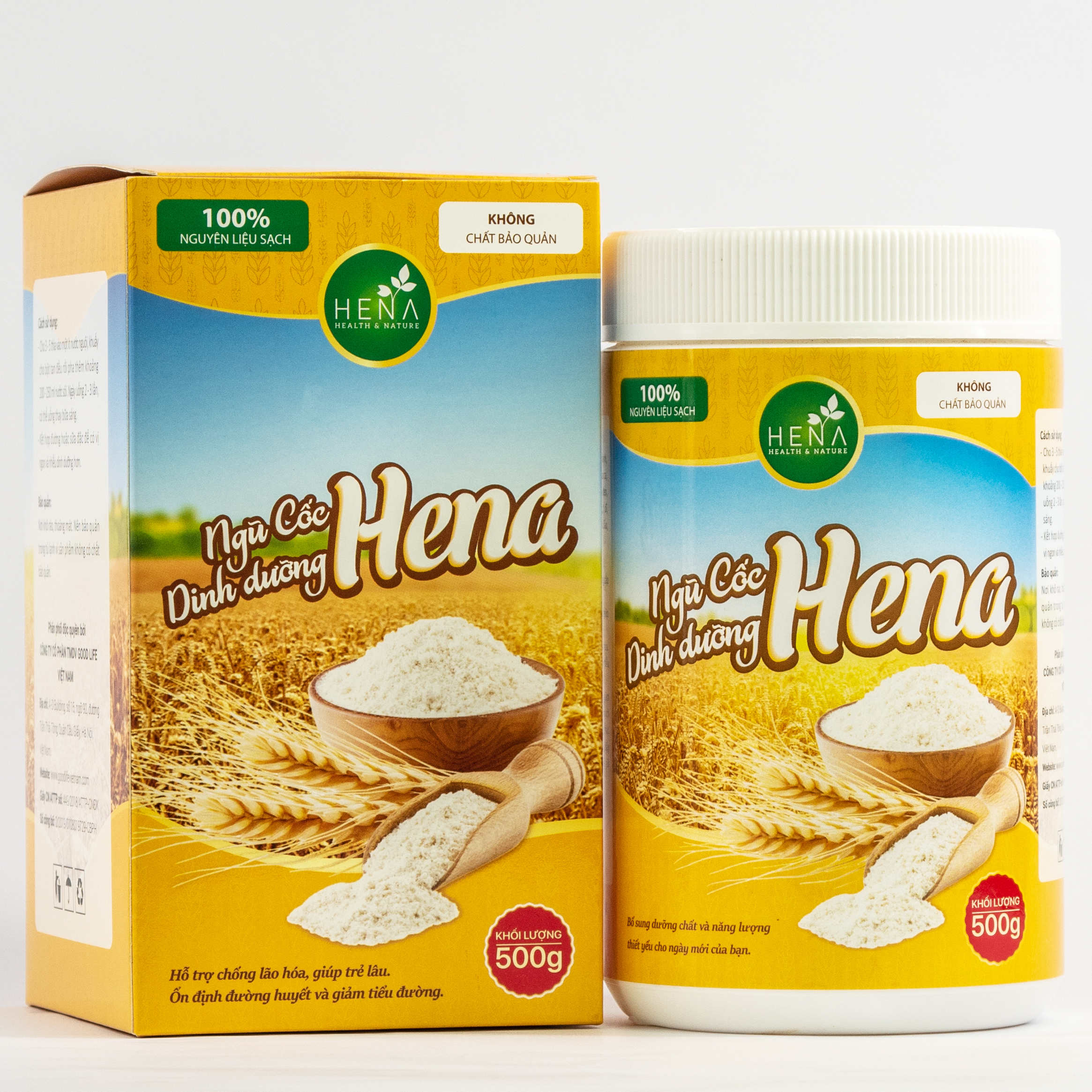 Ngũ Cốc Dinh Dưỡng Tinh Chế Cao Cấp Hena 500g. Bột Ngũ Cốc Ăn Sáng Cho Cả Gia Đình kết hợp từ hơn 20 loại Hạt Giàu Dinh Dưỡng. 100% Nguyên Liệu Hữu Cơ. Sản Phẩm Chính Hãng. Thương Hiệu Cao Cấp