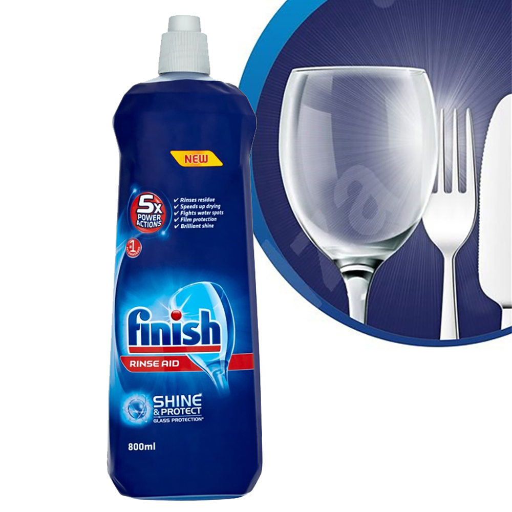 Nước làm bóng và khô chén, đĩa Finish Dishwasher Shine &amp; Dry Regular 800ml QT017394