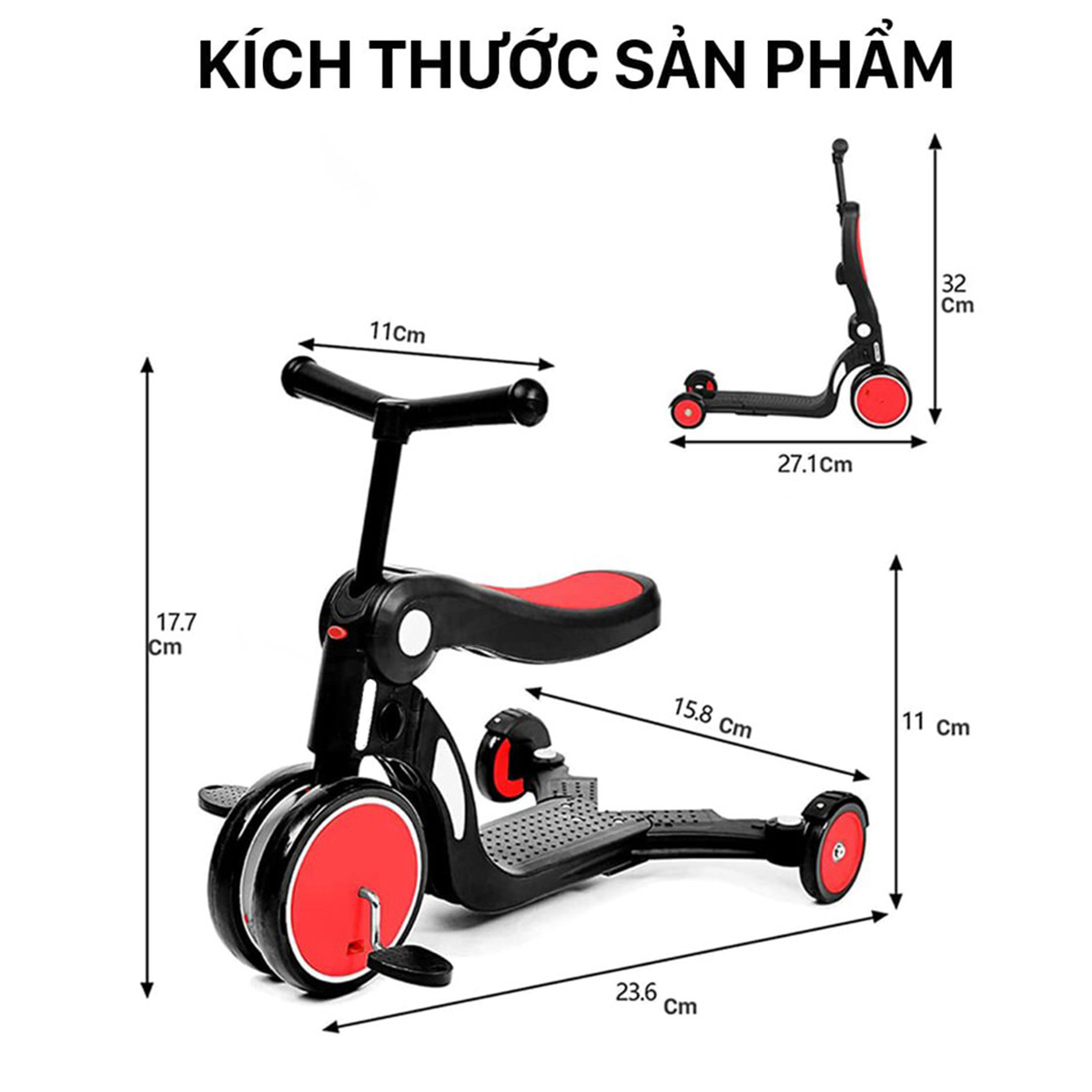 Xe Scooter Đa Năng 5 In 1 Dành Cho Bé Từ 1,5 - 6 Tuổi - Hàng Chính Hãng