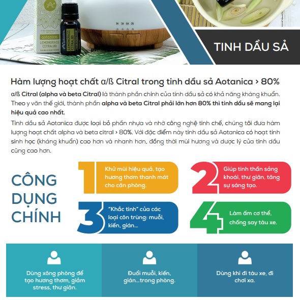 Tinh dầu sả phân đoạn Citral-80 Aotanica