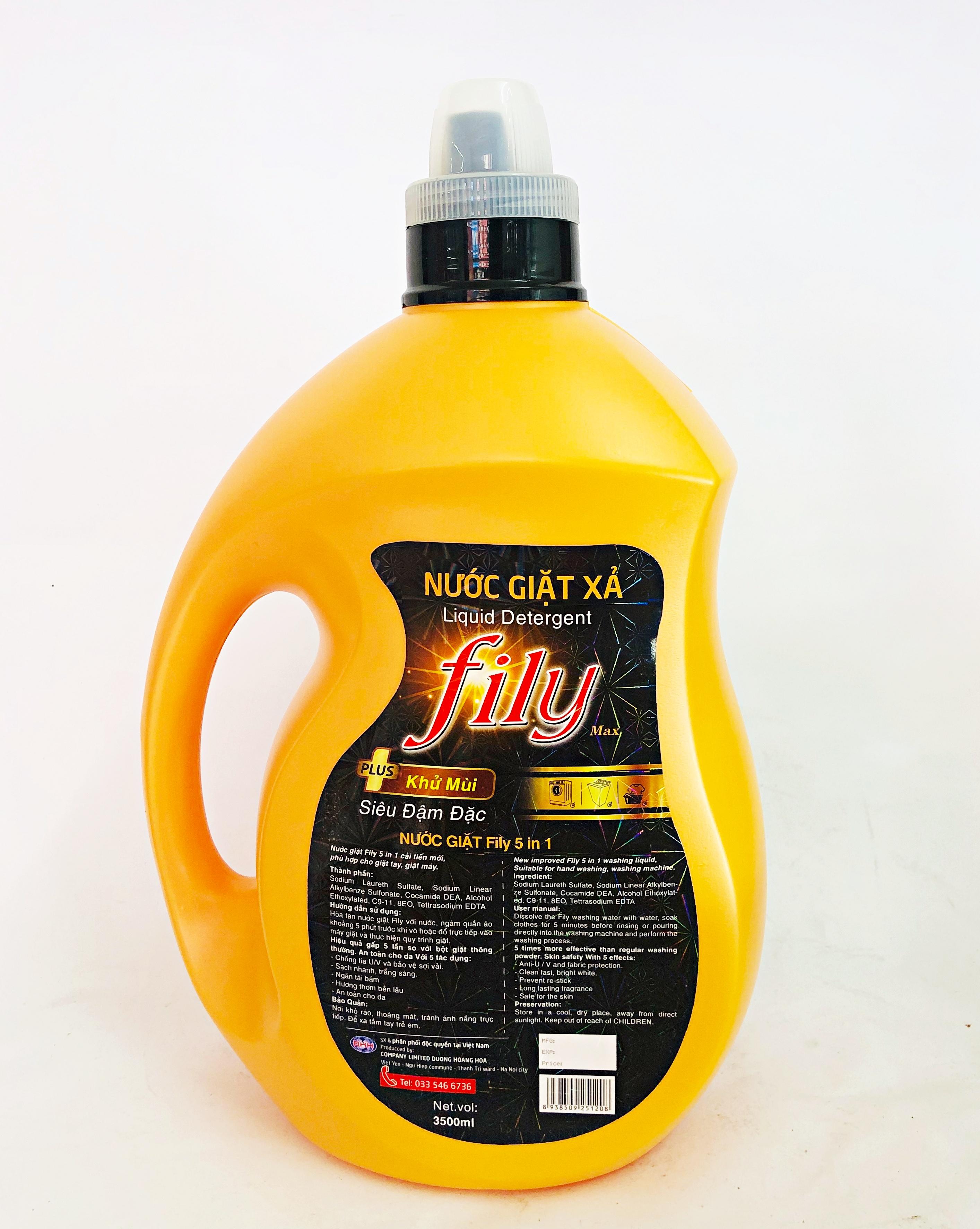 Nước Giặt Xả FILY vàng 3,5 Lít Dùng Cho Máy Giặt Cửa Ngang - Cửa Trên,Lưu Hương Thơm Lâu.