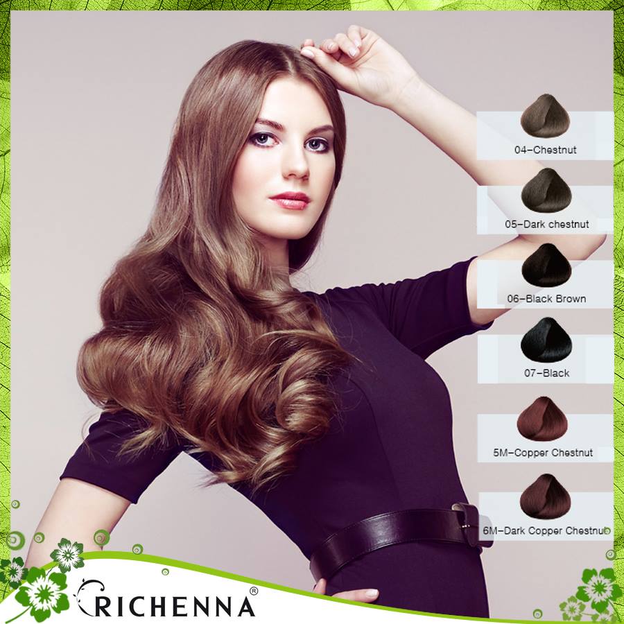 Thuốc nhuộm tóc phủ bạc thảo dược dạng dầu gội Richenna EZ Speedy Hair Color-EX Hàn Quốc màu đen tự nhiên