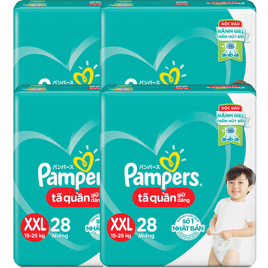 Combo 4 Gói Tã Quần Pampers Giữ Dáng Mới Gói Lớn XXL28