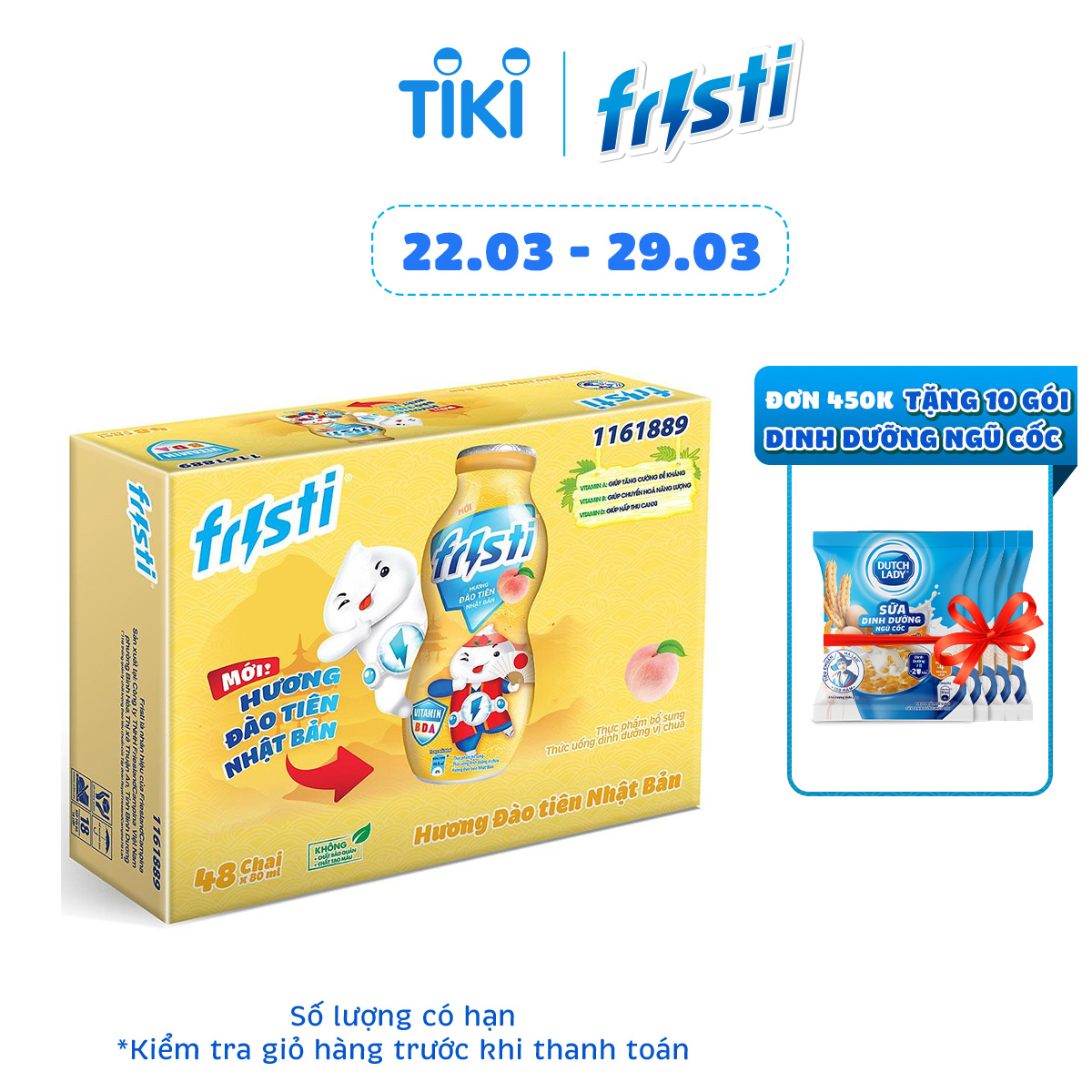 Thùng Fristi Hương Đào Tiên Nhật Bản 48x80ml