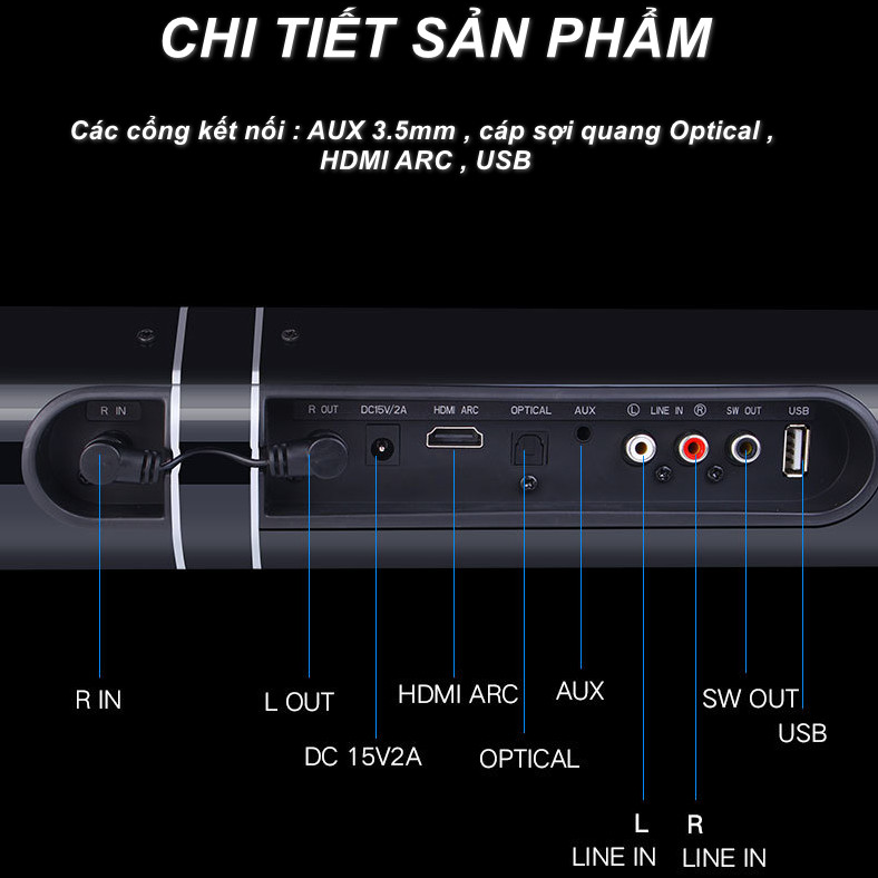 Loa Soundbar TV LP-1807 Bluetooth 5.0 Âm thanh sống động