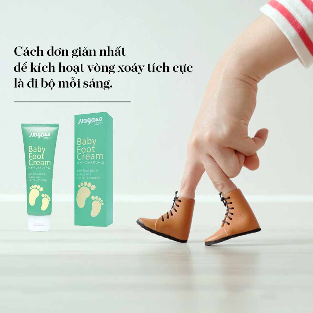 Kem Dưỡng Da Bàn Chân Và Gót Nagano Japan 100ml - Baby Foot Cream Nagano - Hỗ trợ điều trị và ngăn ngừa nứt gót, da bàn chân trắng sáng, mềm mịn da chân