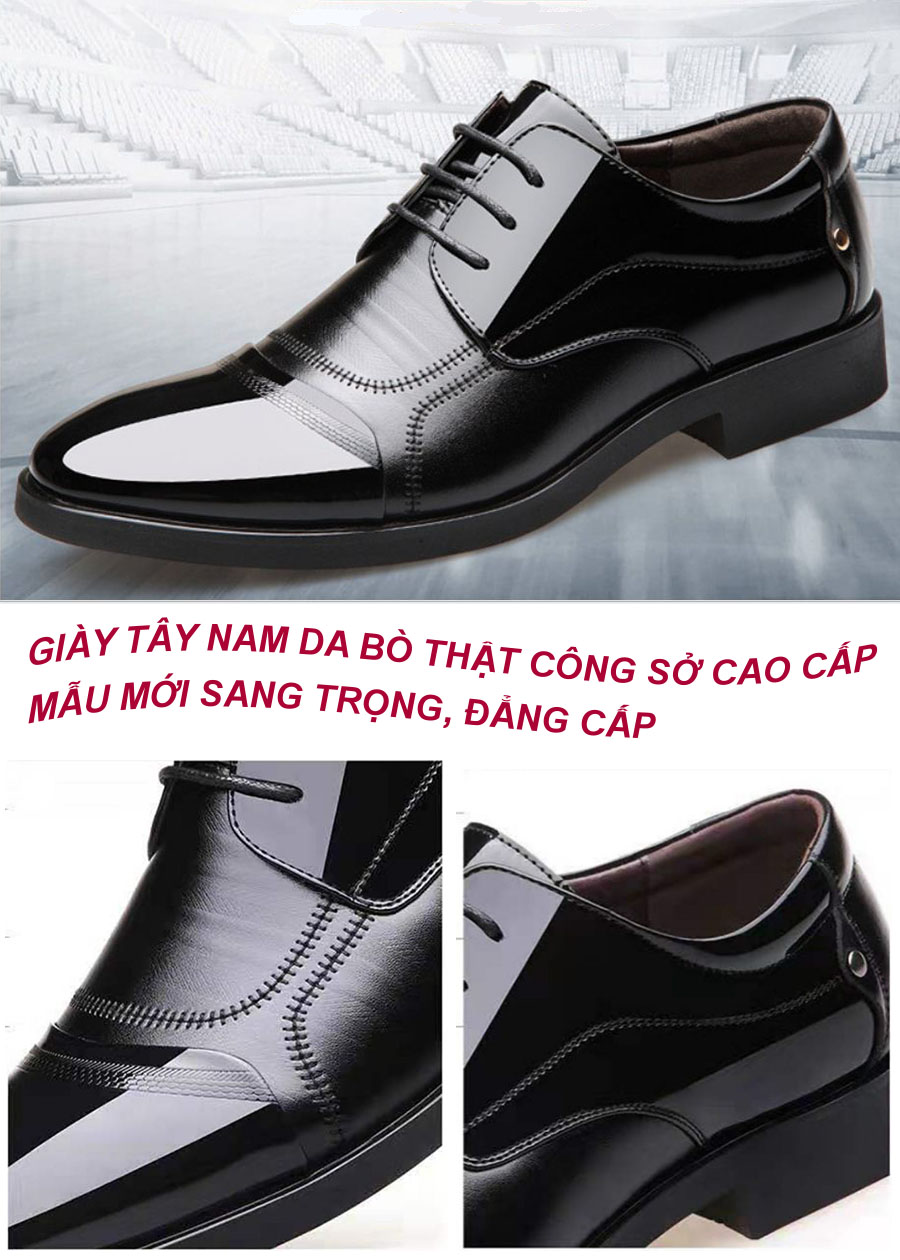 Giày Da GTN-10 - Giày Tây Nam Đẹp - Giày Công Sở Nam - Kiểu Dáng Sang Trọng, Lịch Sự, Phong Cách Quý Ông Lịch Lãm.