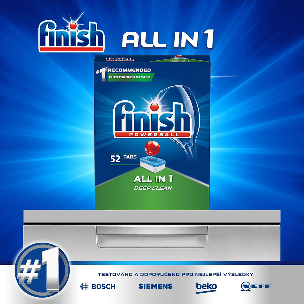 Hộp 52 viên rửa chén Finish All In 1 Dishwasher Tablets QT028268