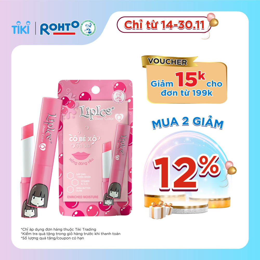 Son dưỡng có màu tự nhiên LipIce Sheer Color Q Strawberry Tea (Trà dâu) 2.4g