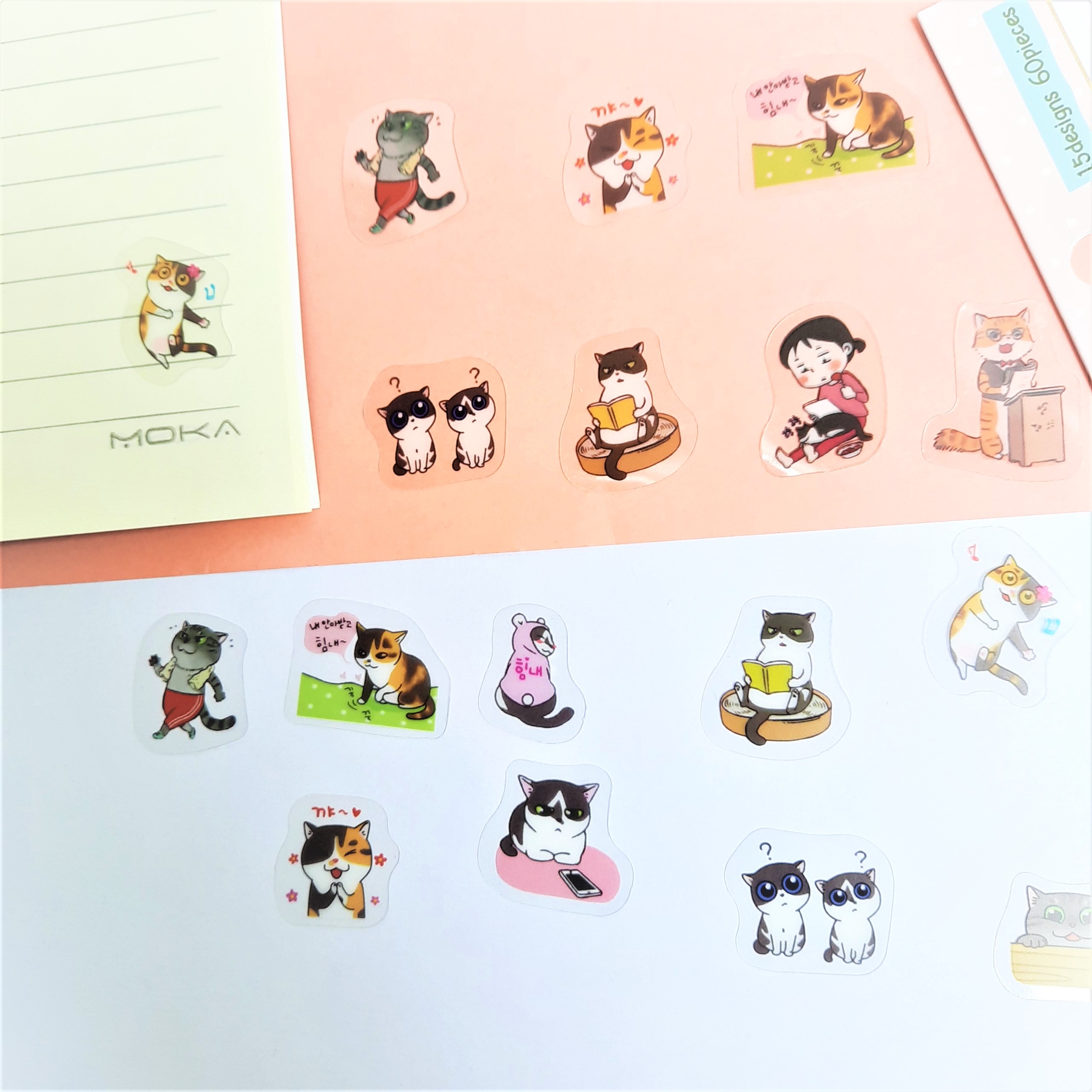 Combo 2 Bộ 60 Sticker Hình Dán Mini Bốn Con Mèo